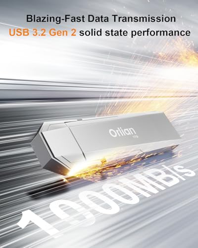 Orlian 1TB Portable SSD USB Solid State Drive Up to 1000MB/s USB 3.2 Gen 2 Dual Type C/USB A