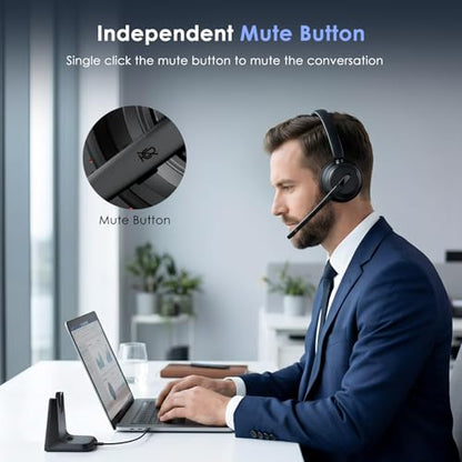 Mopchnic 1.0 Wireless Headset DH18 Noise Cancelling On-Ear Bluetooth Compatible with USB Dongle