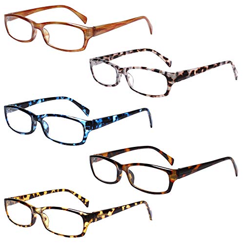 Henotin 5-Pack Reading Glasses 2.5 Diopters Anti Blue Light Protection Full Rim Plastic Readers