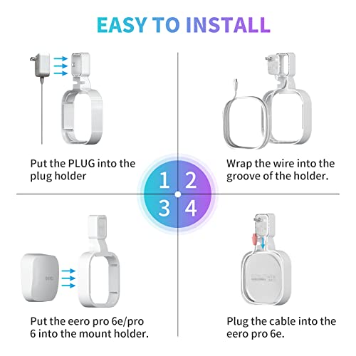 Sootozy EM6E-3-new Tri-Band Wall Mount Holder for eero Pro 6e/6, Weatherproof, 802.11a, 1000 Mbps, Internal Antenna