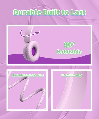 WaveBlend K1-US-WaveBlend-PinkPurple Wired Headphones with 3.5mm Jack for Children