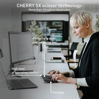 Cherry KW 9200 MINI Compact Wireless Multi-Device Keyboard Wireless and Wired Connections