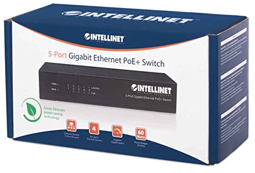 INTELLINET 4-Port Gigabit Ethernet Switch Model 561228, 1000 Mbps, Unmanaged, Metal Case