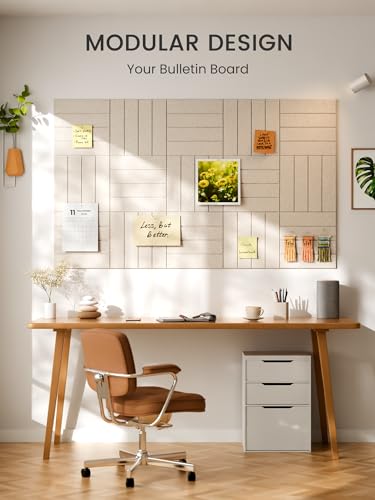 Bumusty Bold-stripe 12-pack FZB-L-12-4L-BT Rectangular Felt Bulletin Board 47.2 x 35.4 in Oatmeal