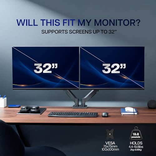 VIVO 17-32 inch Dual Monitor Stand STAND-V002O Tabletop Mount Articulating 90 Degree Black