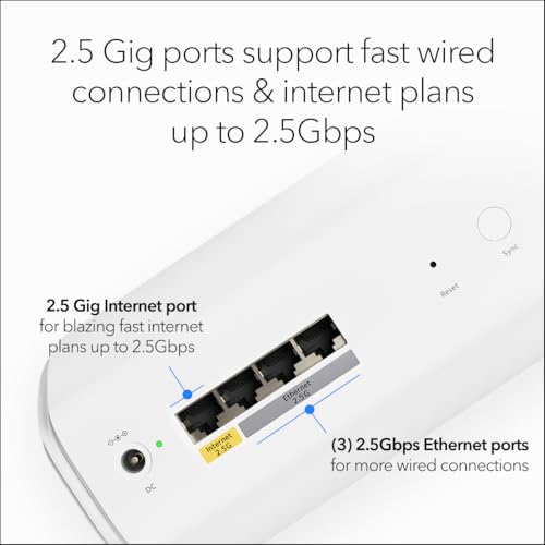 NETGEAR Orbi 770 Series Tri-Band WiFi 7 Mesh Network System (RBE773) - Router + 2 Satellite Extenders, Security Features, Up to 11Gbps, Covers up to 8,000 sq. ft., 100 Devices, 2.5 Gig Internet Port