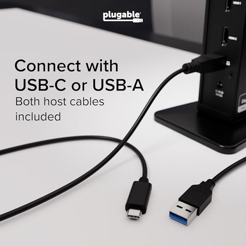 Plugable UD-3900Z USB 3.1 Dual HDMI Docking Station, 10 Ports, for macOS, Windows, ChromeOS