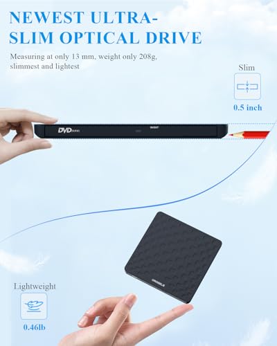 ORIGBELIE External Ultra-Slim Optical Drive TP520 24xCD 8xDVD USB 3.0