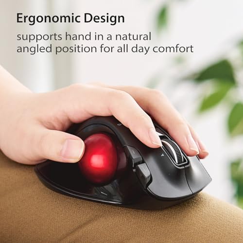ELECOM M-XT4DRBK-G Wireless Optical Trackball Mouse, 6 Buttons, 1500 DPI, Left Handed, Ergonomic