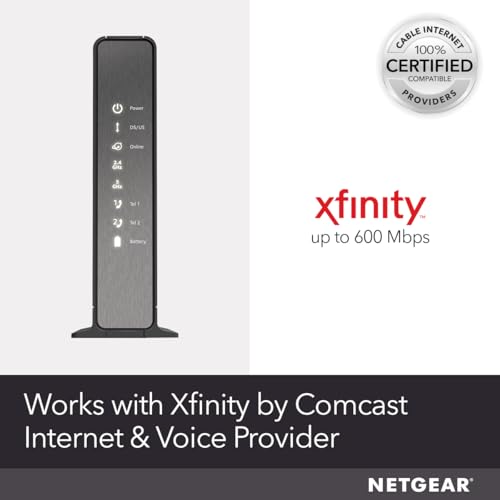 NETGEAR C7100V-100NAS Nighthawk AC1900 WiFi Cable Modem Router, Dual-Band, 1900 Mbps, DOCSIS 3.0