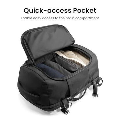 tomtoc 40L T66M1D1 Daypack Backpack, Black, Water Resistant Travel Pack with Laptop Compartment