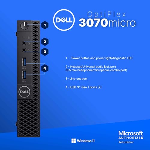 Dell 12.1 x 13.3 x 4 inches Optiplex 3070 Micro | 3840 x 2160 | Mini PC | Windows 11 Pro