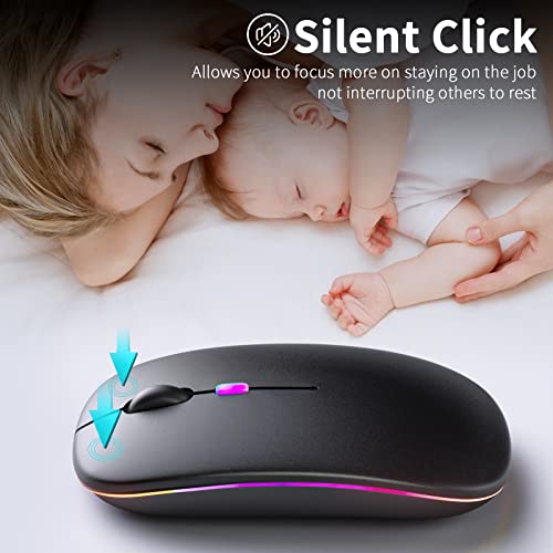 KANMABPC Wireless Bluetooth Mouse 4.4" x 2.3" Ambidextrous 33ft Range PC