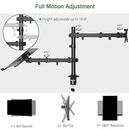 UPGRAVITY 13-27 Inch Laptop and Monitor Mount, 17.6lbs Capacity, Adjustable Gimbal Tabletop Stand, VESA 75/100mm