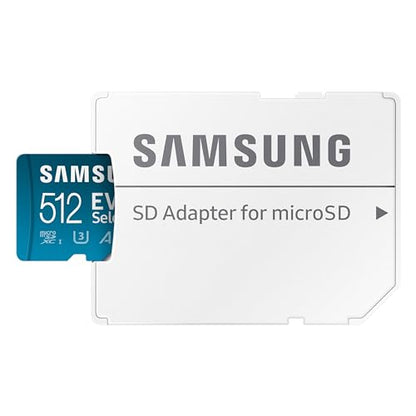 Samsung 512GB MicroSDXC Memory Card MB-ME512SA/AM, 160MB/s Read Speed, Class 10, V30, UHS-I, A2