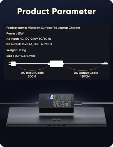 DeepFun 65W MU65W A1706 USB Type C Charger Compatible with Microsoft Surface Devices