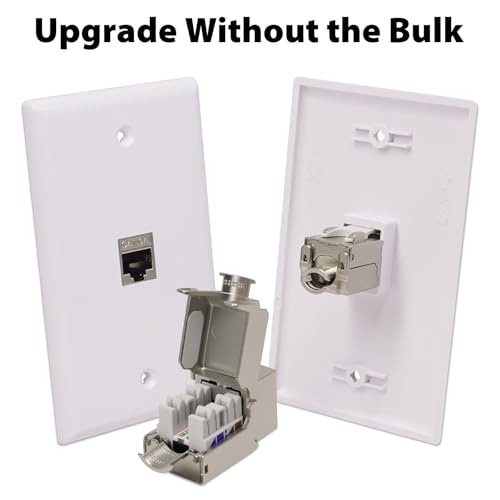 Cyberguys! 90° Shielded CAT 6A Keystone Jacks 6-Pack, Die-Cast Metal Housing, 10Gbps High-Speed, ULCertified