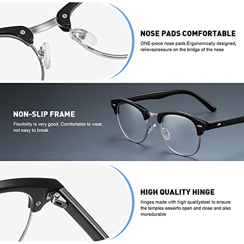 AOMASTE Medium Semi Rimless Blue Light Blocking Glasses Polycarbonate Lens Rectangular Frame