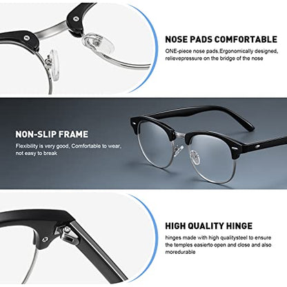 AOMASTE Medium Semi Rimless Blue Light Blocking Glasses Polycarbonate Lens Rectangular Frame