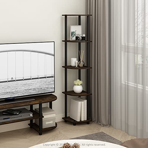 Furinno 5-Tier Corner Shelf Model 99811APBK Compact Space Saving Durable