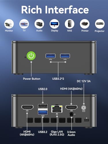 GMKtec Mini PC 8GB DDR4 256GB SSD Dual HDMI 4K