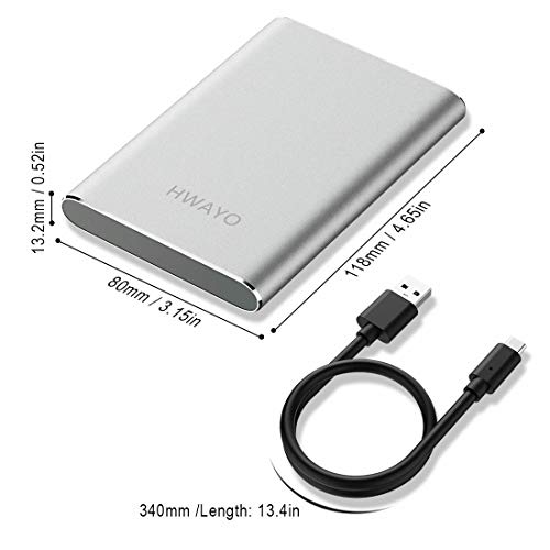 HWAYO 1TB Portable External Hard Drive HWHD3.1-4COL730 USB 3.0/3.1 Connectivity