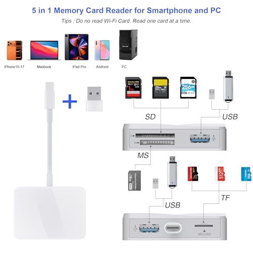 Xoqby 5 in 1 USB-C Card Reader XC5U-W