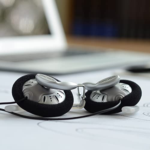 Koss KSC75 On-Ear Clip Headphones, Wired, 4ft Cord, 15Hz-25kHz Frequency Response, Single Unit, White/Gray
