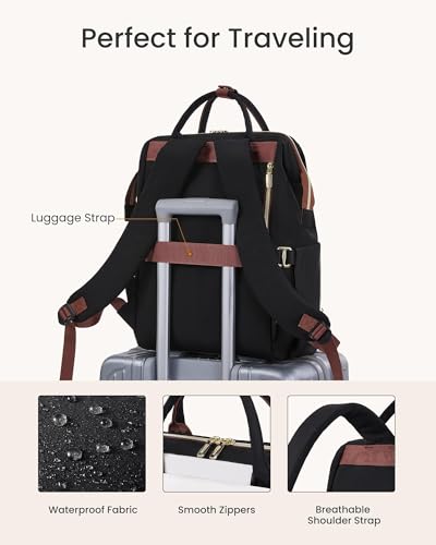 LOVEVOOK 15.6 inch Laptop Backpack for Women - Dedicated Water Bottle Pockets - Water Resistant - Smart Organization - Travel Friendly - Adjustable Straps - Polyester Case