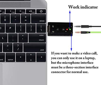 zdyCGTime 2.28"L x 0.98"W x 0.55"H 682559181180 7.1-Channel Stereo Virtual External USB Audio Adapter