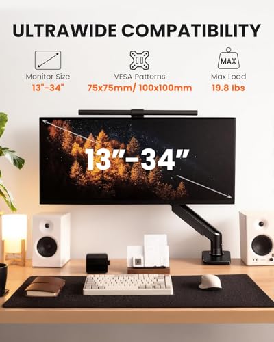 ErGear 13-34 Inches EGDMA69B Single Monitor Arm Adjustable VESA Tabletop Mount Max Load 19.8 lbs