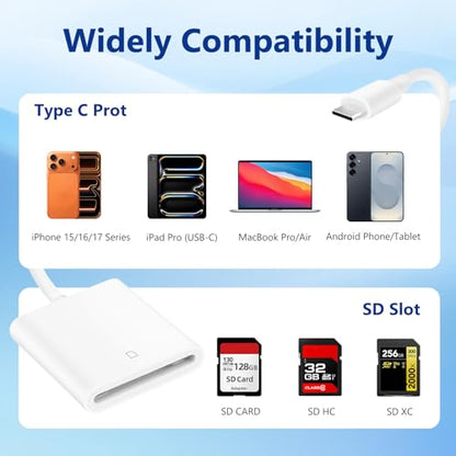 Htrenc miniSD USB Type C Card Reader Compact Compatible with Mac OS, Windows, Chrome OS