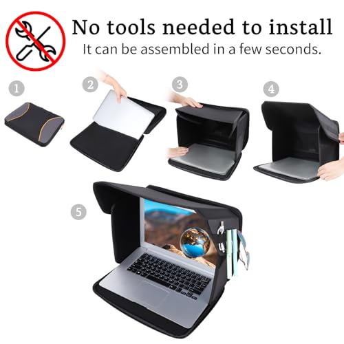 YUMTIM 14 Inches Laptop Cover with Privacy Guard - Oxford Fabric - Black