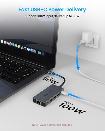 Vicfluxion 9-in-1 USB C Docking Station, 2 HDMI 4K@60Hz, 1000Mbps Ethernet, 3 USB 3.0, 1 Type C, Power Delivery, Audio Jack - Dock for Laptops, Desktops, Tablets