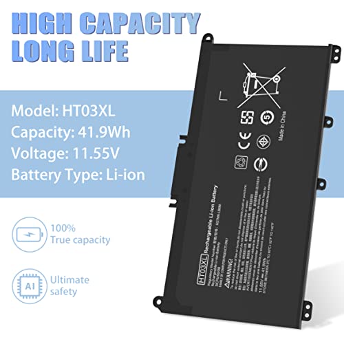 VNYUNQWE 1 Count HT03XL Laptop Battery 41.9 Wh 11.55 V Lithium Ion Black