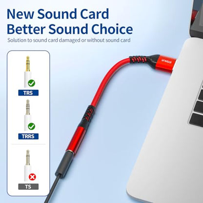 STSAUX 2-Pack USB-A to 3.5mm TRRS Adapter External Sound Card Converter