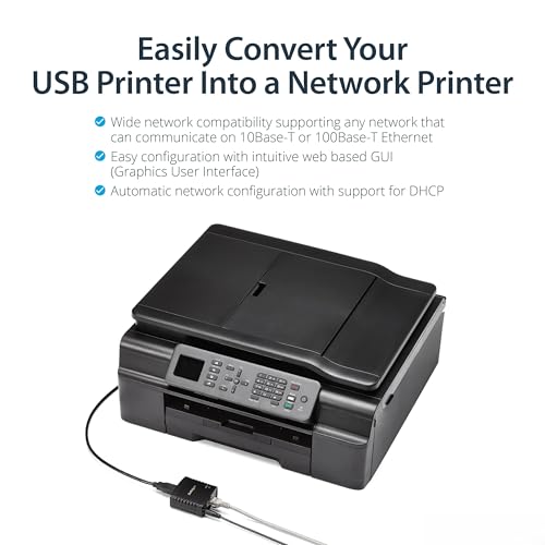 StarTech.com 1-Port USB 2.0 Network Print Server PM1115U2 10/100 Mbps TAA Compliant Wired Ethernet