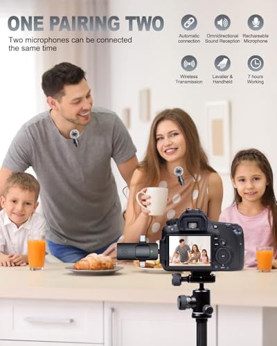 PQRQP 3-in-1 Professional Wireless Lavalier Microphone GT16 Wireless USB-C/3.5mm Jack/Li