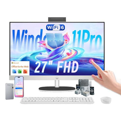 HP 27" AI 7 350 All-in-One Desktop Computer, 1920x1080, 32GB DDR5 RAM, 2TB SSD, FHD IPS Display