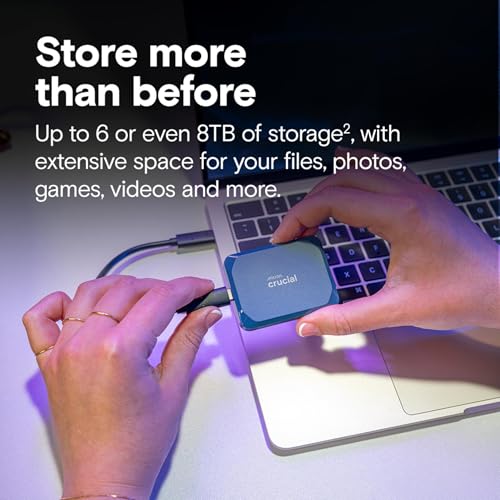 Crucial 4TB X10 Portable SSD, Up to 2100MB/s, USB-C, External Solid State Drive