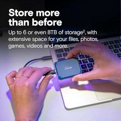 Crucial 4TB X10 Portable SSD, Up to 2100MB/s, USB-C, External Solid State Drive