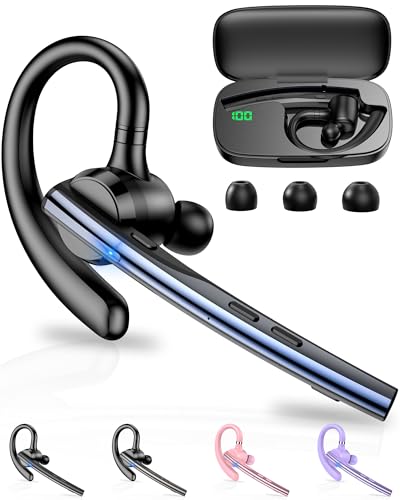 New Bee Bluetooth Headset V5.1 72H Talk Time Dual Microphone Wireless Earpiece with 500mAh Charging Case