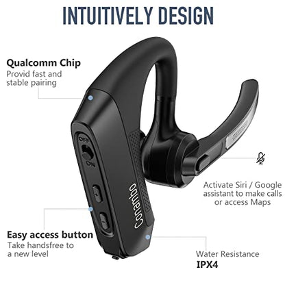 Conambo Bluetooth Headset K21 V5.1, Single Ear Wireless Earpiece with Dual Microphone Noise Cancellation, 16 Hours Talk Time, Compatible with iOS and Android