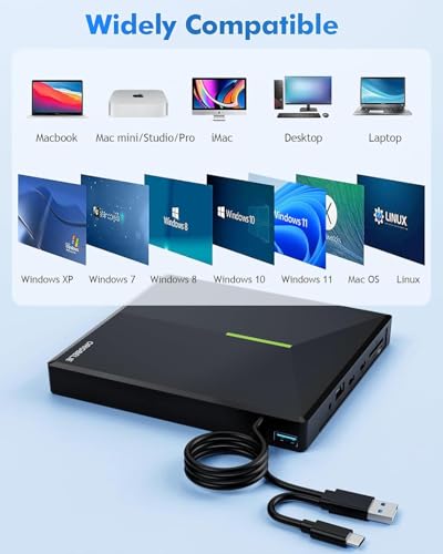 ORIGBELIE External CD/DVD Drive 24xCD/8xDVD USB 3.0 Portable