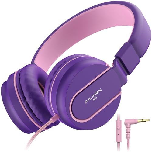 AILIHEN I35-PP Wired Headphones 93dB Volume Limiter On-Ear Headphones for Kids