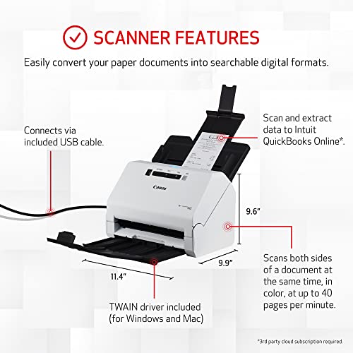 Canon imageFORMULA R40 600 dpi USB Document Scanner