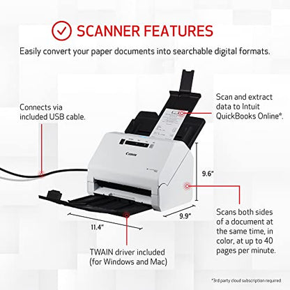 Canon imageFORMULA R40 600 dpi USB Document Scanner