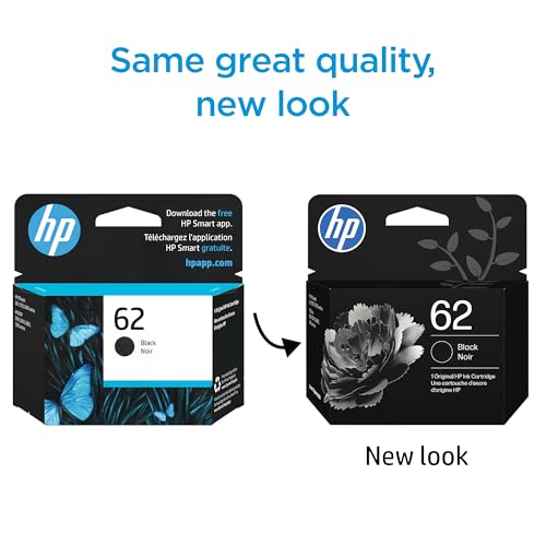 HP 62 Black Ink Cartridge | Inkjet | Compatible with OfficeJet and ENVY Models | C2P04AN