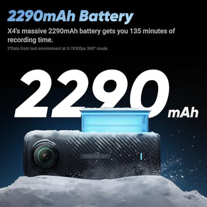 Insta360 1.5" X4 8K Waterproof 360 Action Camera - USB Connectivity