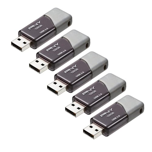 PNY 128GB Turbo Attaché 3 USB 3.0 Flash Drive – Grey, Model P-FD128X5TBOP-MP, Read Speed 100MB/s